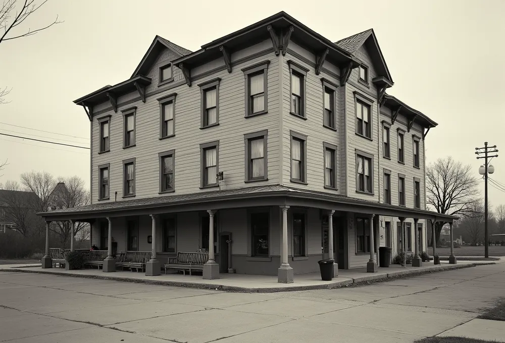 kelleher pocahontas iowa hotel owner house facade showcasing Victorian and Colonial Revival architecture.